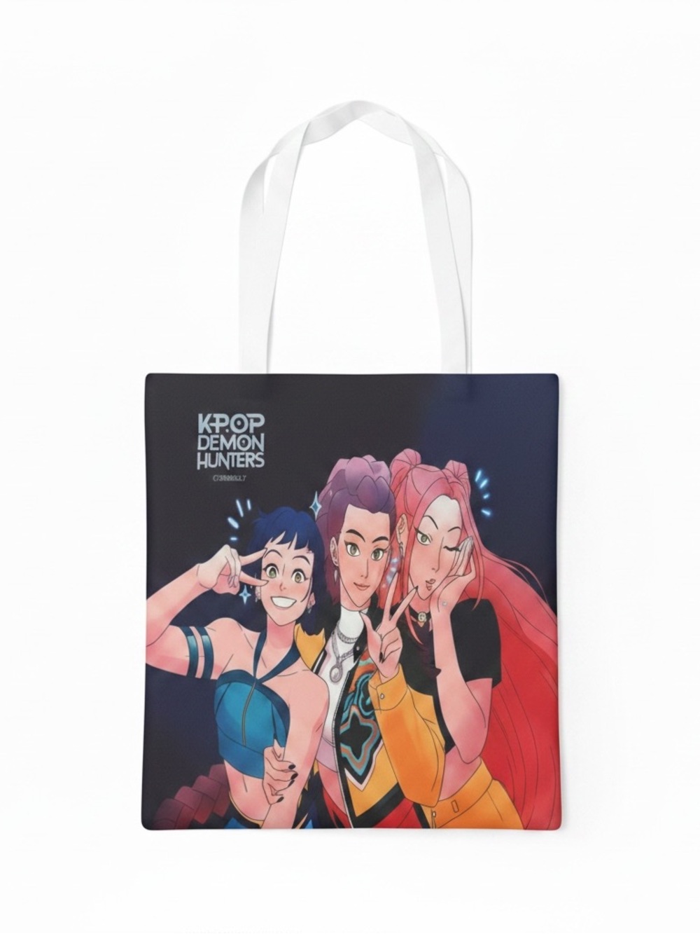 New K-Pop Demon Hunters Huntrix Zipper Tote Bag Rumi Zoey Mira Beach Bag